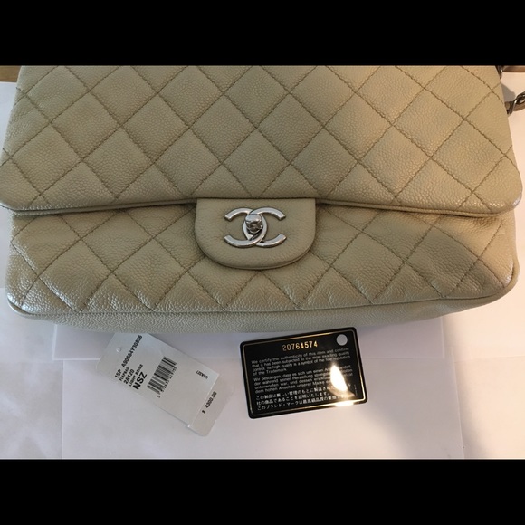 ❤️ AUTH! Chanel Easy Flap Caviar Light Beige Lrg. - Picture 8 of 8